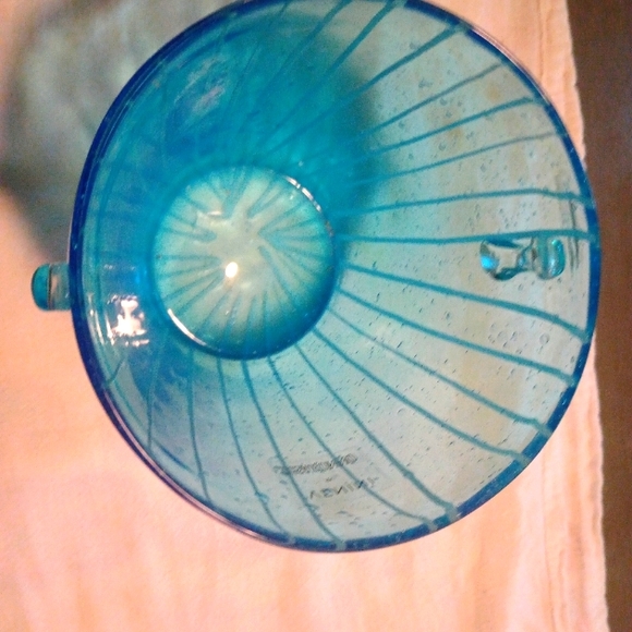Art Glass Murano Venine Disaronno Blown Glass Ice Bucket Blue/White Stripes - Picture 5 of 6